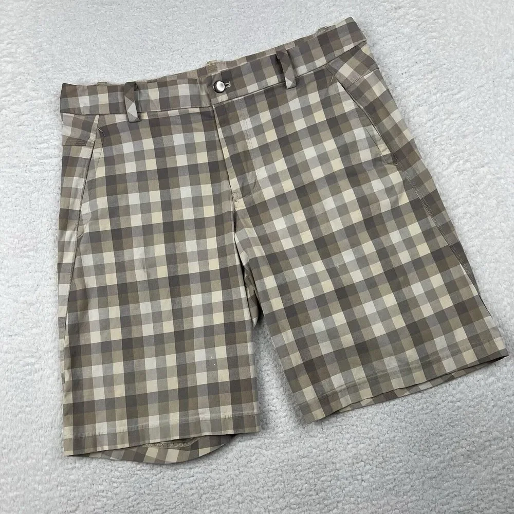 Lululemon Shorts Mens 36 Beige Plaid Chino Golf Performance‎ Casual Outdoors